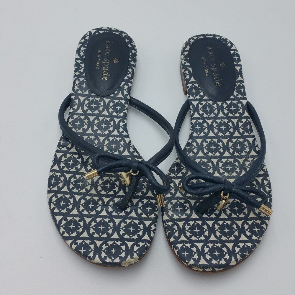 Kate Spade Mystic Bow Black White Sandals Size 7M